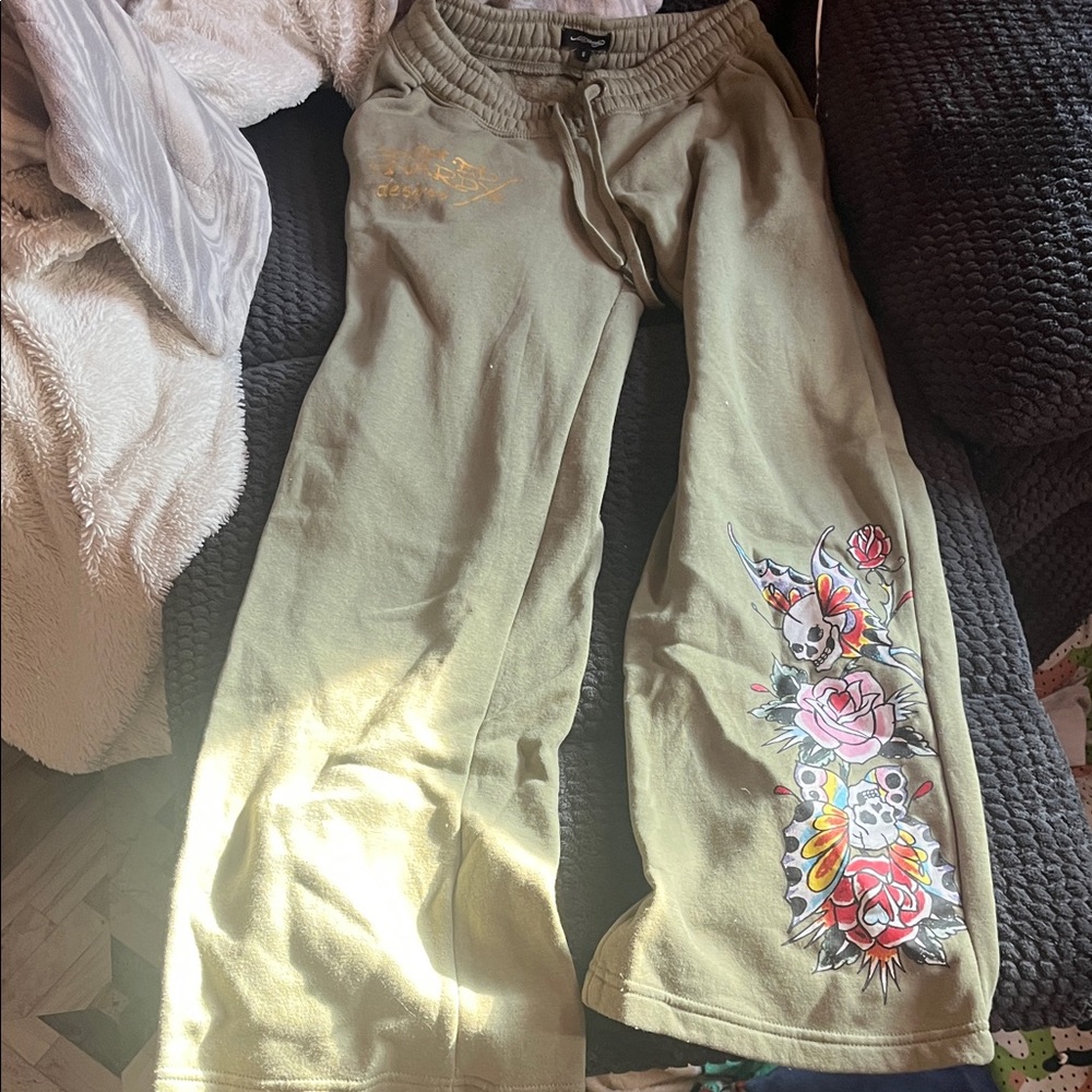 Ed Hardy Kids Olive Graphic Joggers